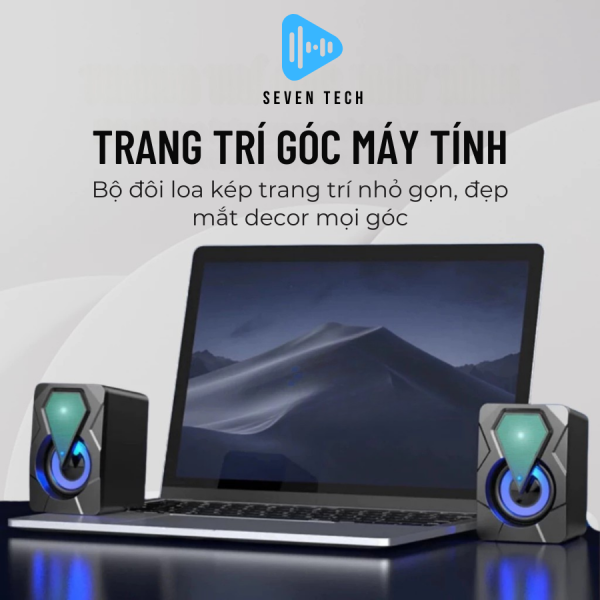 Loa Vi Tính Mini Laptop LED RGB E-1046, Loa Máy Tính Gaming Cao Cấp Cho PC, Laptop Để Bàn Seven Tech - Hình ảnh 4