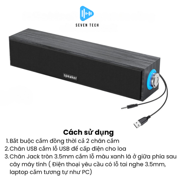 Loa bluetooth vi tính máy tính bass mạnh để bàn Seven Tech nghe nhạc phiên bản cao cấp có dây - Hình ảnh 3