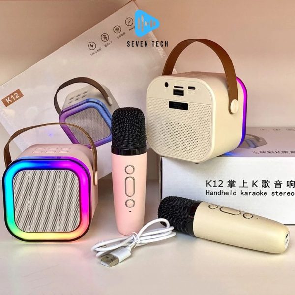 Loa Bluetooth Karaoke Mini Kinyo K12 Tặng Kèm 2 Mic, Loa Karaoke Không Dây Âm Thanh Bass Cực Hay Cùng Đèn Led Thời Trang - Hình ảnh 3