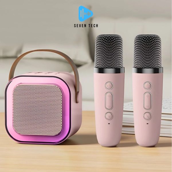 Loa Bluetooth Karaoke Mini Kinyo K12 Tặng Kèm 2 Mic, Loa Karaoke Không Dây Âm Thanh Bass Cực Hay Cùng Đèn Led Thời Trang - Hình ảnh 2